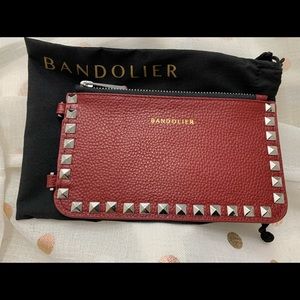 Bandolier Studded Pebble Leather Zip Pouch, New